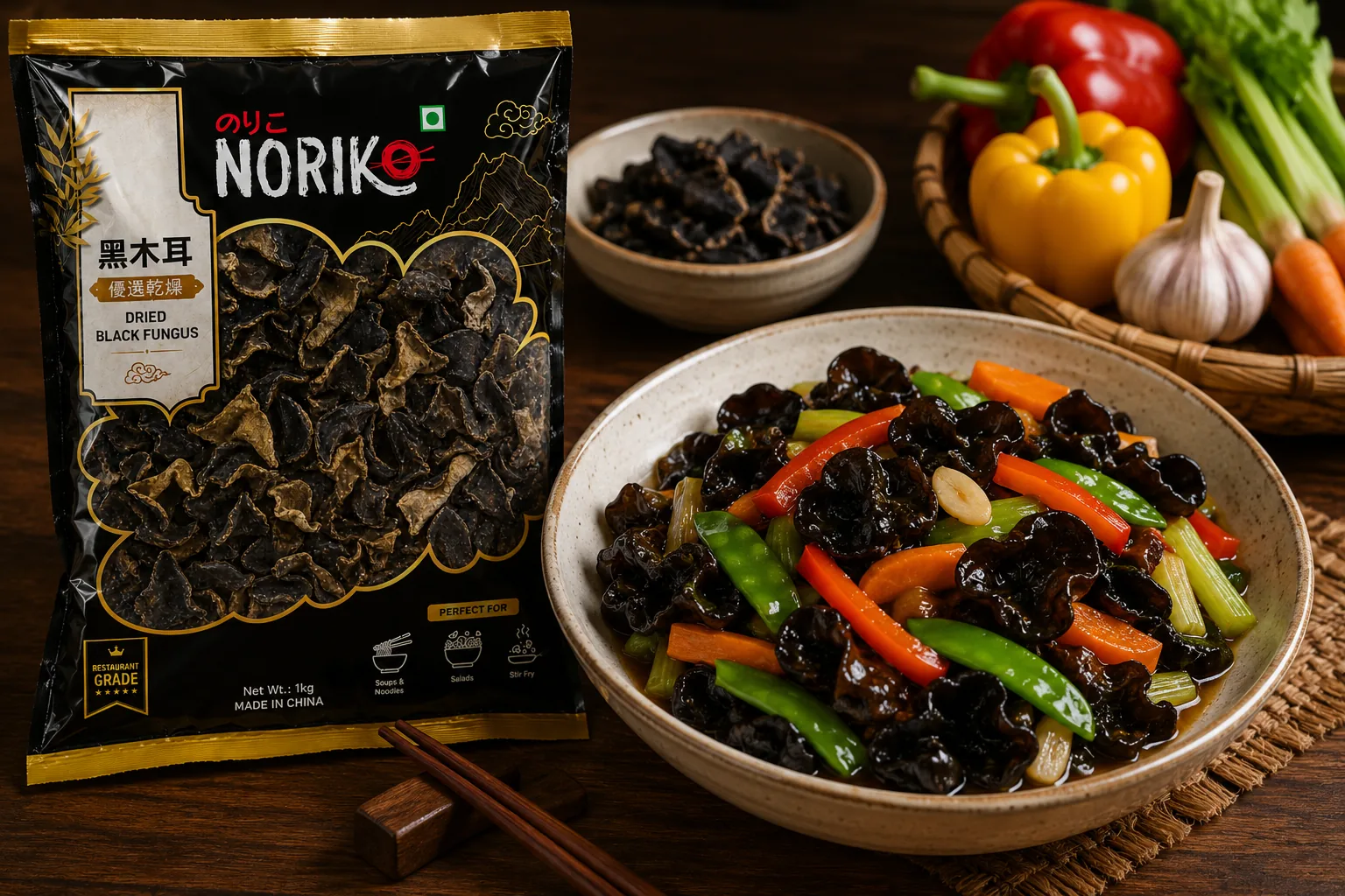 Prepared black fungus salad