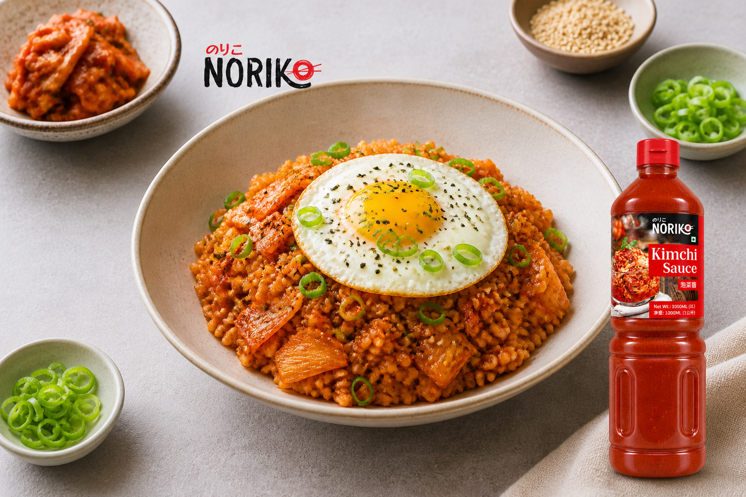 Kimchi fried rice with a fried egg