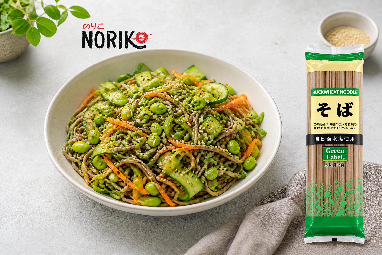 Chilled sesame soba noodle salad
