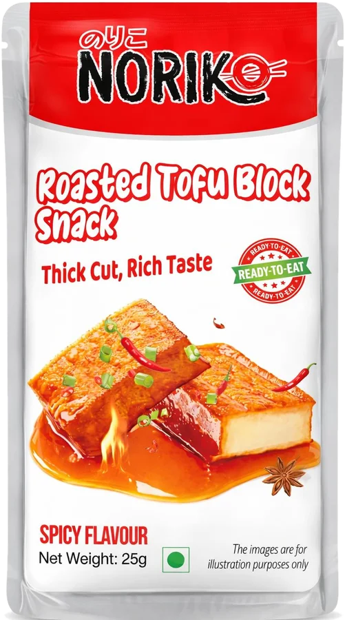 NORIKO Roasted Tofu Block Snack, spicy, 25 g